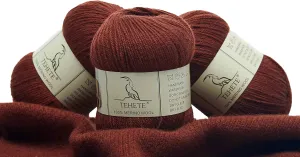 TEHETE 100% Merino Wool Yarn for Knitting 3-Ply Luxury Warm Soft Lightweight Blue Crochet Yarn (Caramel)