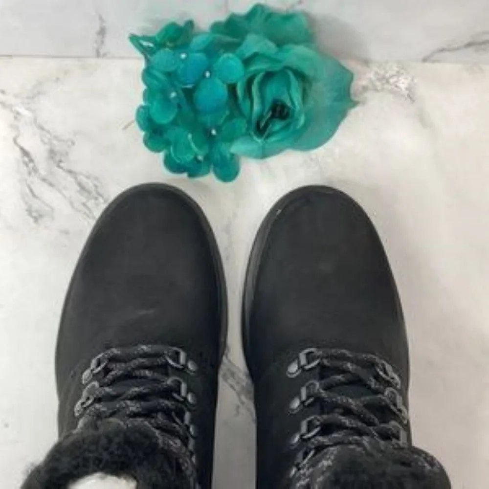 TIMBERLAND Kinsley Black Hiker Waterproof Leather Lug Sole Boots 7