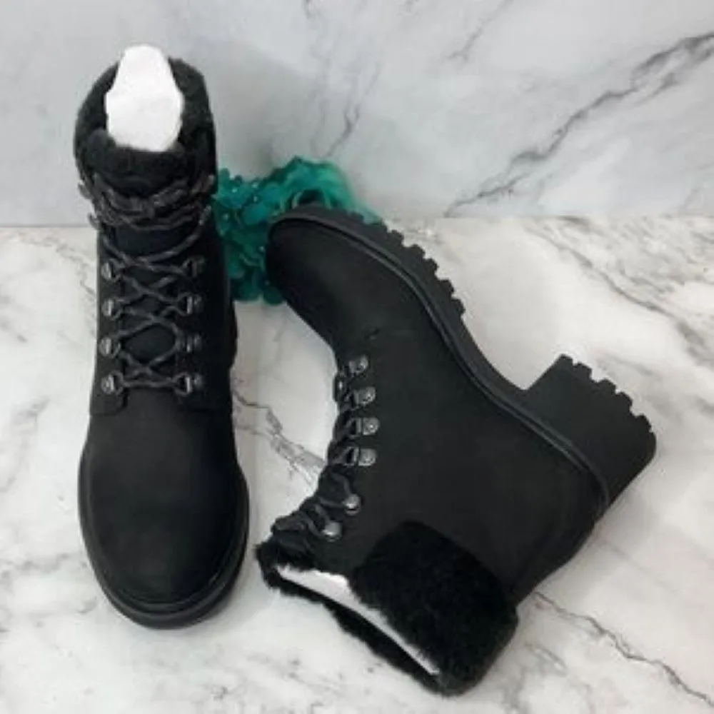 TIMBERLAND Kinsley Black Hiker Waterproof Leather Lug Sole Boots 7