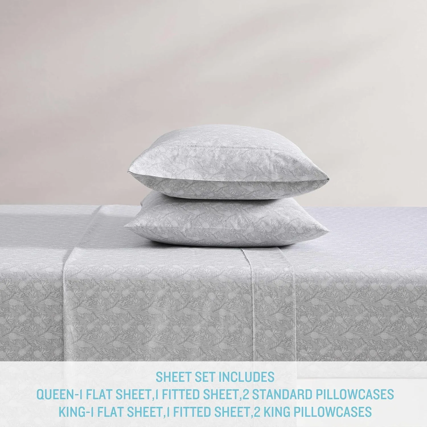Tommy Bahama - Sheet Set, Breathable Percale Cotton Bedding, 200 Thread Count, Tropical Bedding Set (Pineapple Venture Rock, Queen)