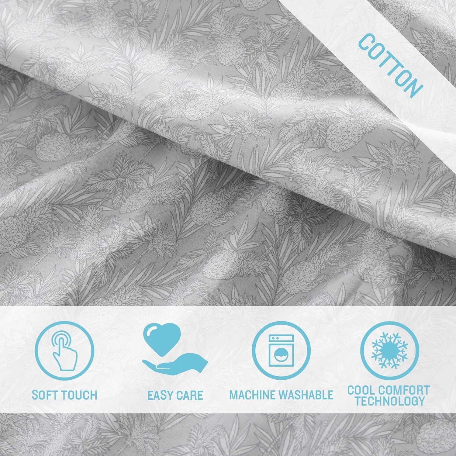 Tommy Bahama - Sheet Set, Breathable Percale Cotton Bedding, 200 Thread Count, Tropical Bedding Set (Pineapple Venture Rock, Queen)