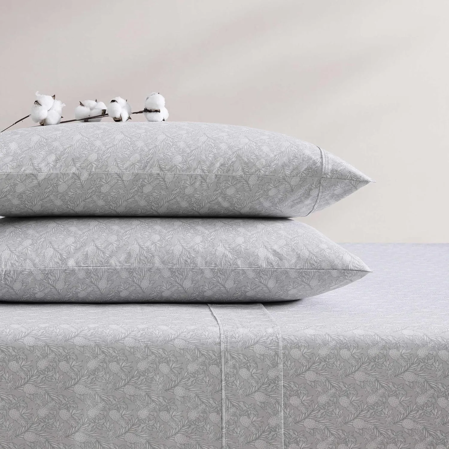 Tommy Bahama - Sheet Set, Breathable Percale Cotton Bedding, 200 Thread Count, Tropical Bedding Set (Pineapple Venture Rock, Queen)