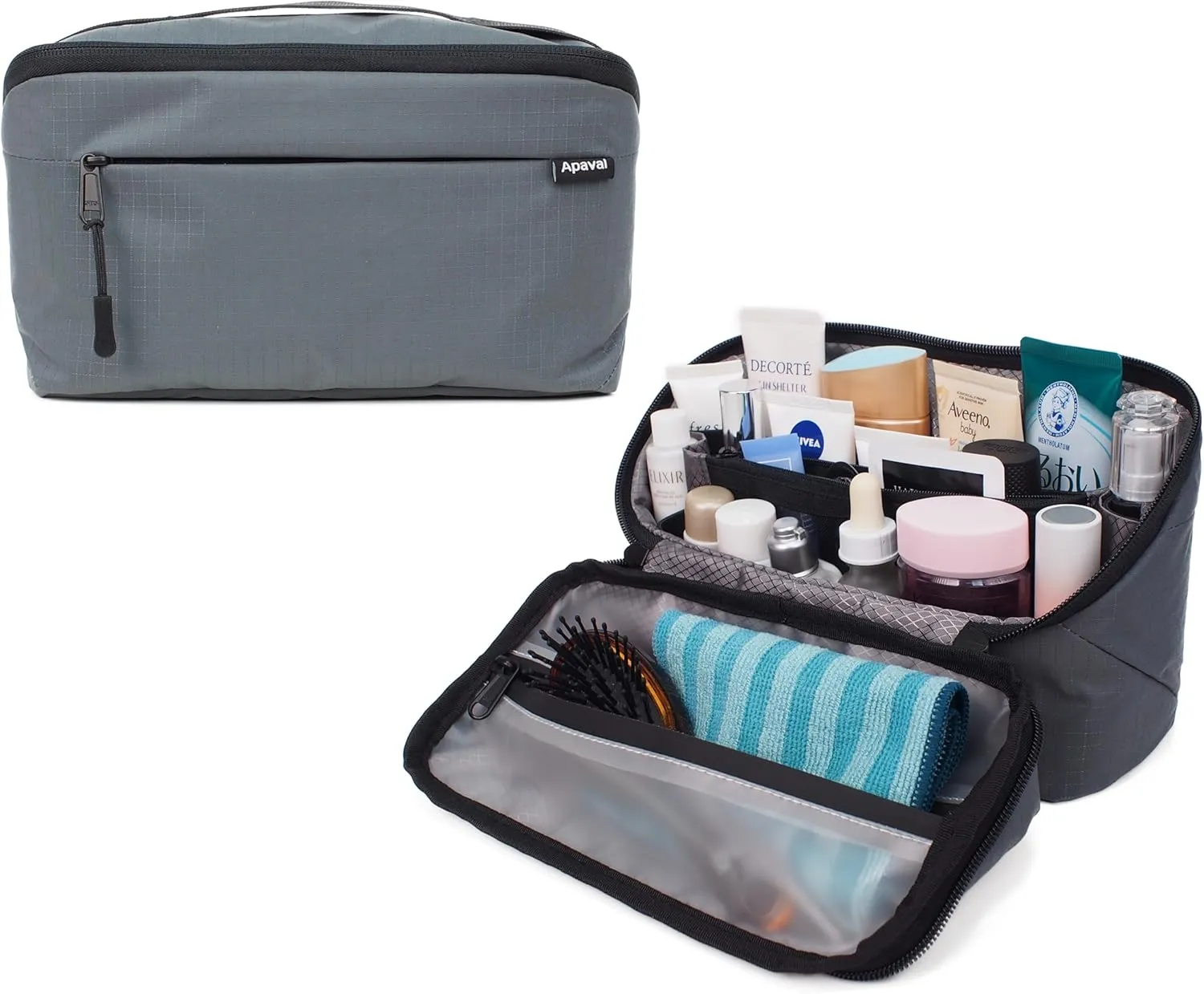 Travel Toiletry Bag for Men Small, Mens Dopp Kit for Tolietries, Shaving Pouch Organizer for Traveling Essentials, Medicine Hygiene Bathroom Shower Bag, Full-Open, Water Resistant, Lightweight, Grey