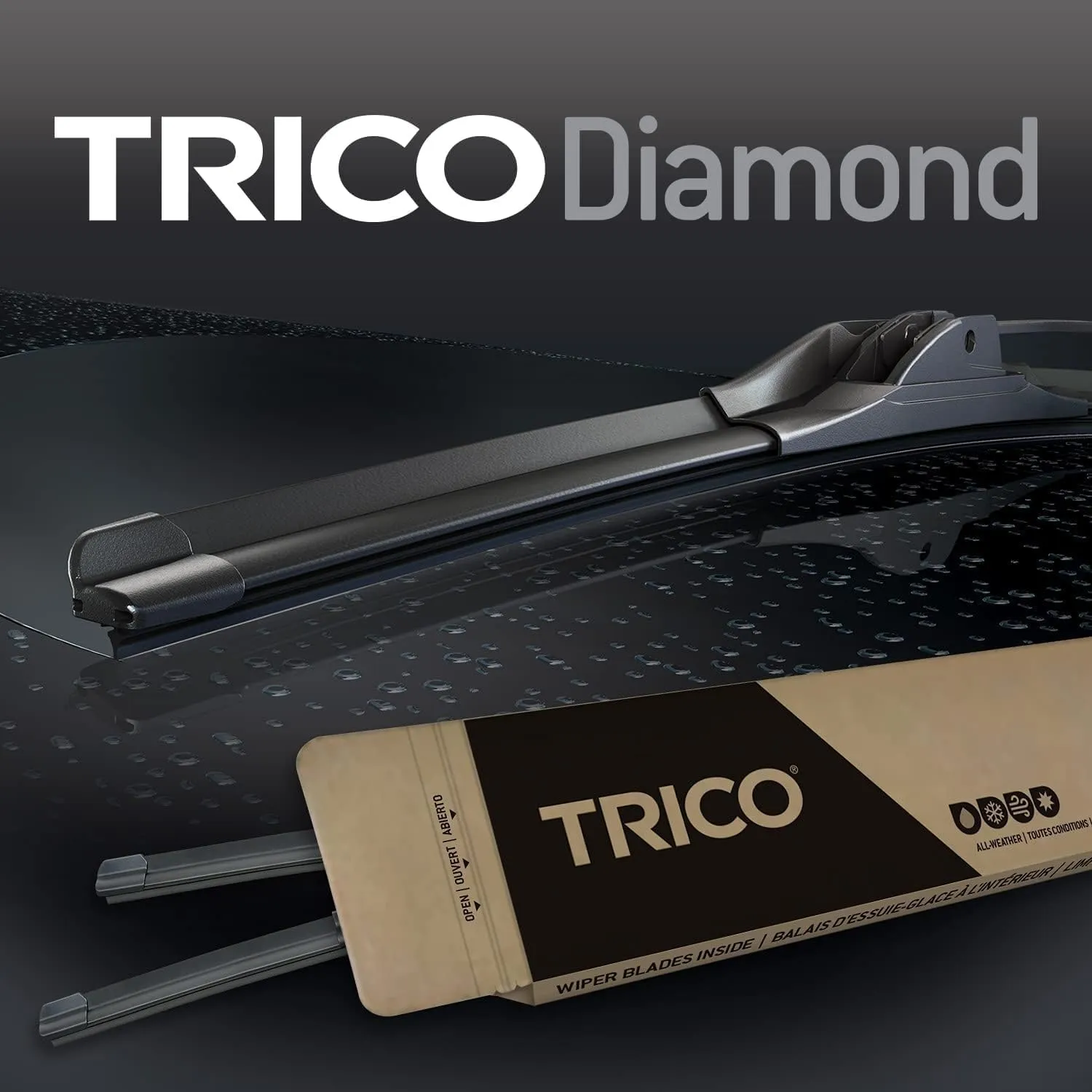 TRICO Diamond 21"   19" Premium Automotive Replacement Windshield Wiper Blades (Set of 2), Passenger and Driver Side All-Weather Beam Wiper Blades for Select Vehicle Models