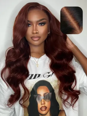 UNICE Bye Bye Knots 7x5 Pre Cut Lace Glueless Wig Reddish Brown Body Wave Wig Pre Bleached Invisible Knots Pre Everything Wig Human Hair Wig Pre Plucked 150% Density 16 Inch
