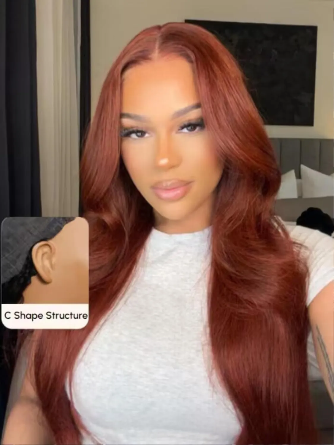 UNICE Bye Bye Knots 7x5 Pre Cut Lace Glueless Wig Reddish Brown Body Wave Wig Pre Bleached Invisible Knots Pre Everything Wig Human Hair Wig Pre Plucked 150% Density 16 Inch
