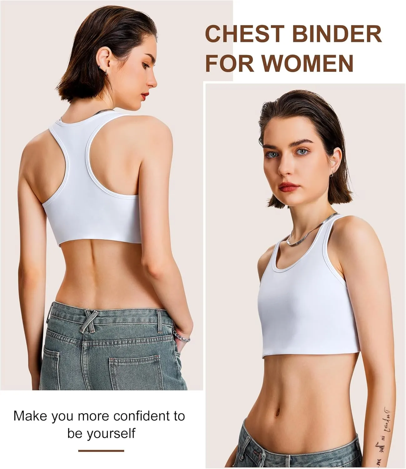 URSEXYLY Chest Binder for Women Transgender FTM Binder Bra Bandage-Free Pullover Tomboy Tank Top