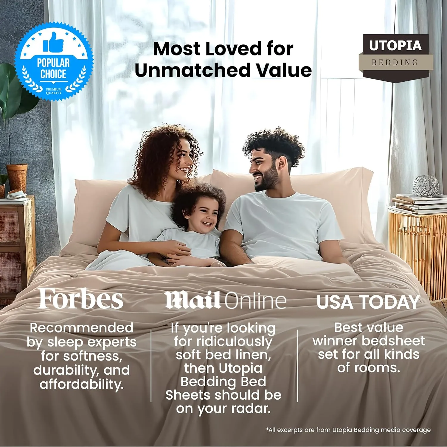Utopia Bedding King Sheet Set – 4 Piece Bed Sheets for King Size Bed, Soft and Breathable Microfiber, Includes 1 Fitted Sheet, 1 Flat Sheet and 2 Pillowcases (Beige)