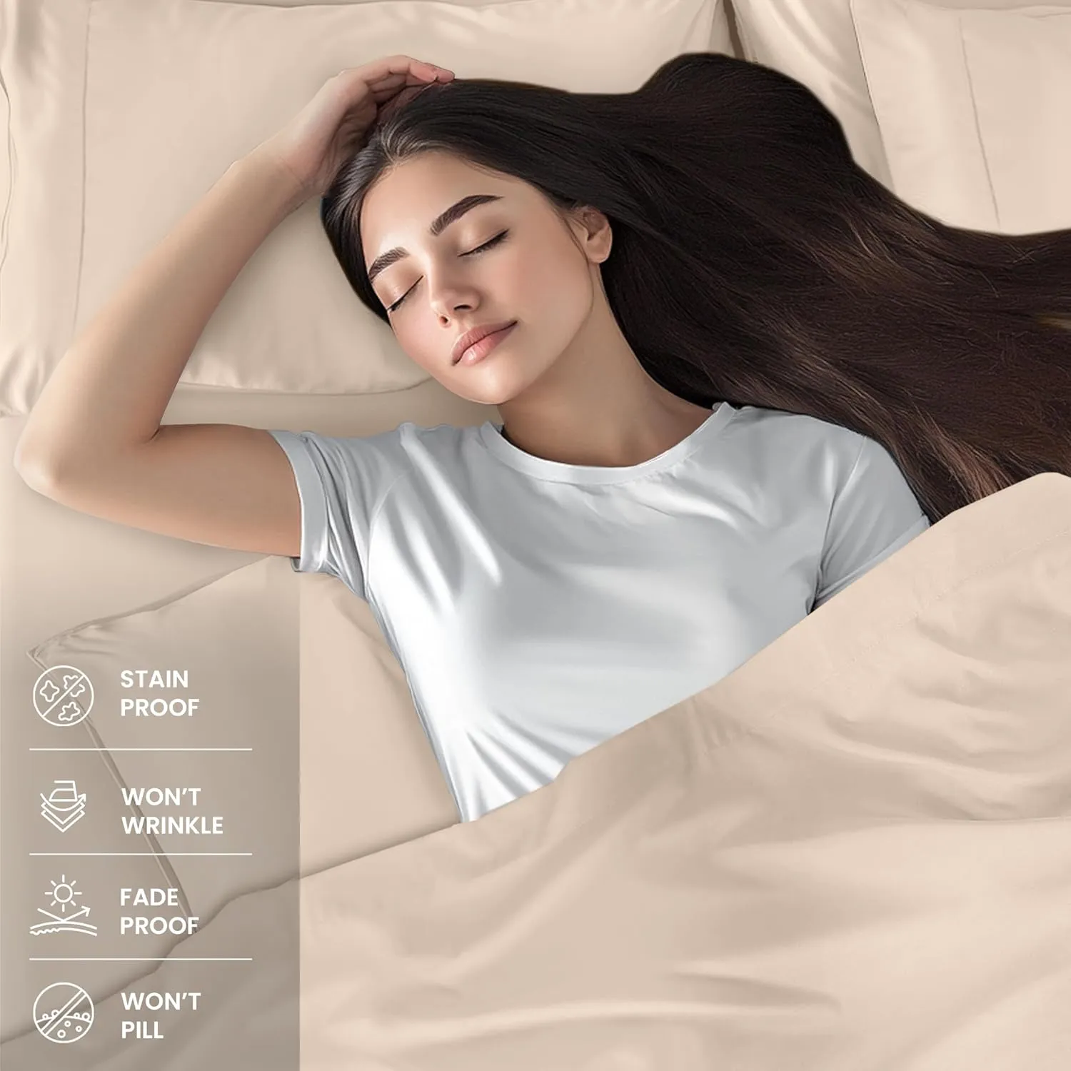 Utopia Bedding King Sheet Set – 4 Piece Bed Sheets for King Size Bed, Soft and Breathable Microfiber, Includes 1 Fitted Sheet, 1 Flat Sheet and 2 Pillowcases (Beige)