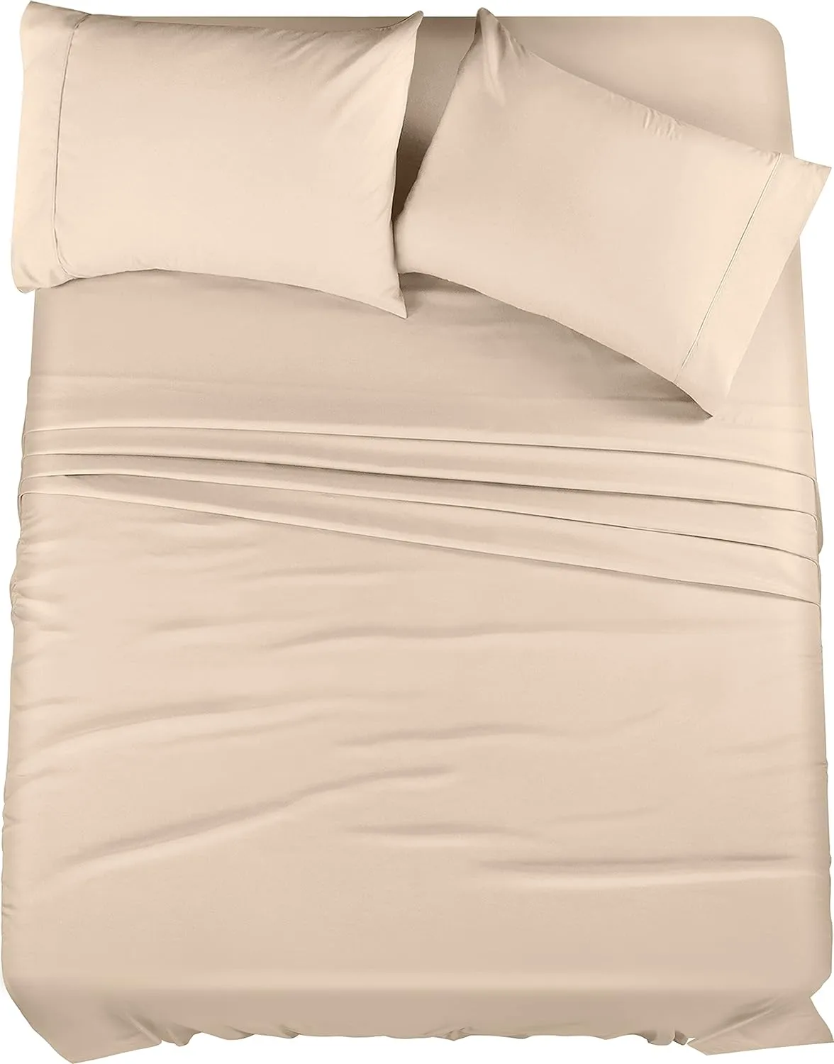 Utopia Bedding King Sheet Set – 4 Piece Bed Sheets for King Size Bed, Soft and Breathable Microfiber, Includes 1 Fitted Sheet, 1 Flat Sheet and 2 Pillowcases (Beige)
