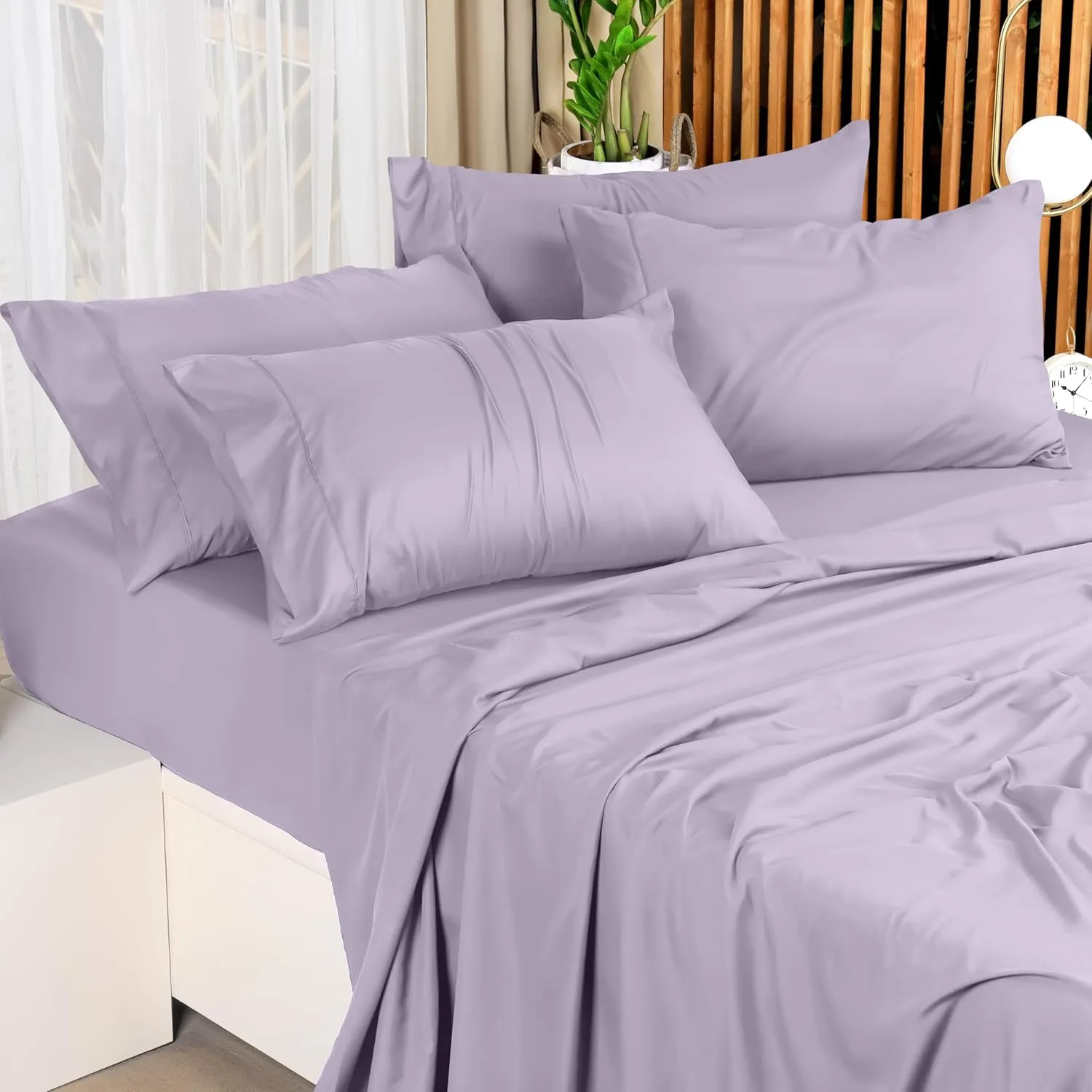 Utopia Bedding Queen Sheet Set – 4 Piece Bed Sheets for Queen Size Bed, Soft and Breathable Microfiber, Includes 1 Fitted Sheet, 1 Flat Sheet and 2 Pillowcases (Lavender)
