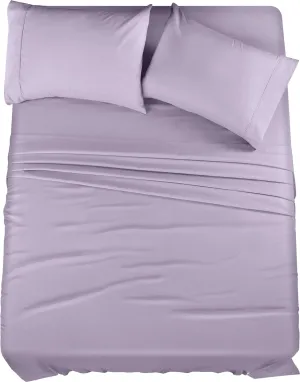 Utopia Bedding Queen Sheet Set – 4 Piece Bed Sheets for Queen Size Bed, Soft and Breathable Microfiber, Includes 1 Fitted Sheet, 1 Flat Sheet and 2 Pillowcases (Lavender)
