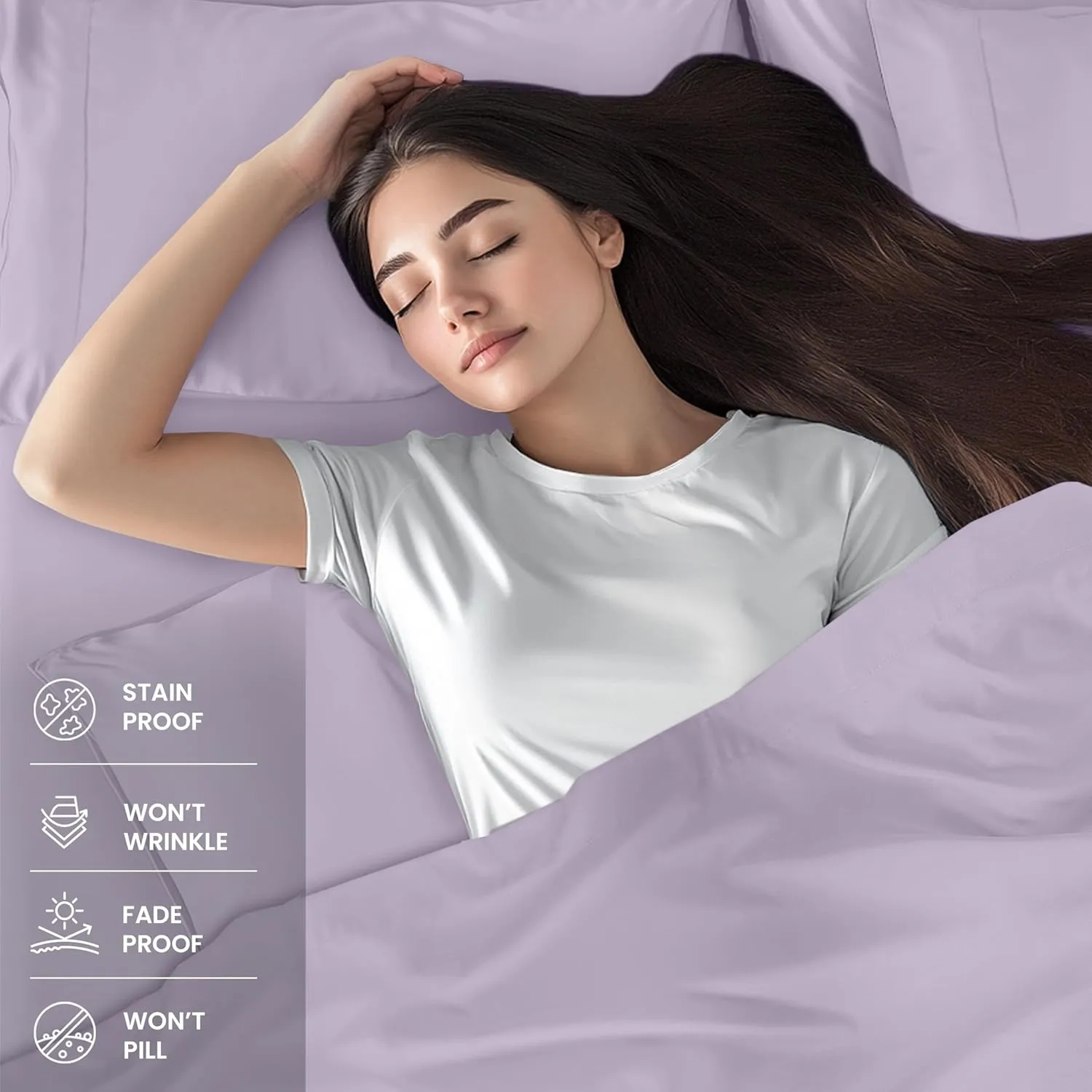 Utopia Bedding Queen Sheet Set – 4 Piece Bed Sheets for Queen Size Bed, Soft and Breathable Microfiber, Includes 1 Fitted Sheet, 1 Flat Sheet and 2 Pillowcases (Lavender)