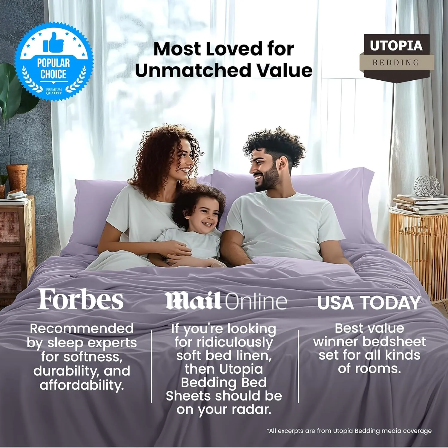 Utopia Bedding Queen Sheet Set – 4 Piece Bed Sheets for Queen Size Bed, Soft and Breathable Microfiber, Includes 1 Fitted Sheet, 1 Flat Sheet and 2 Pillowcases (Lavender)