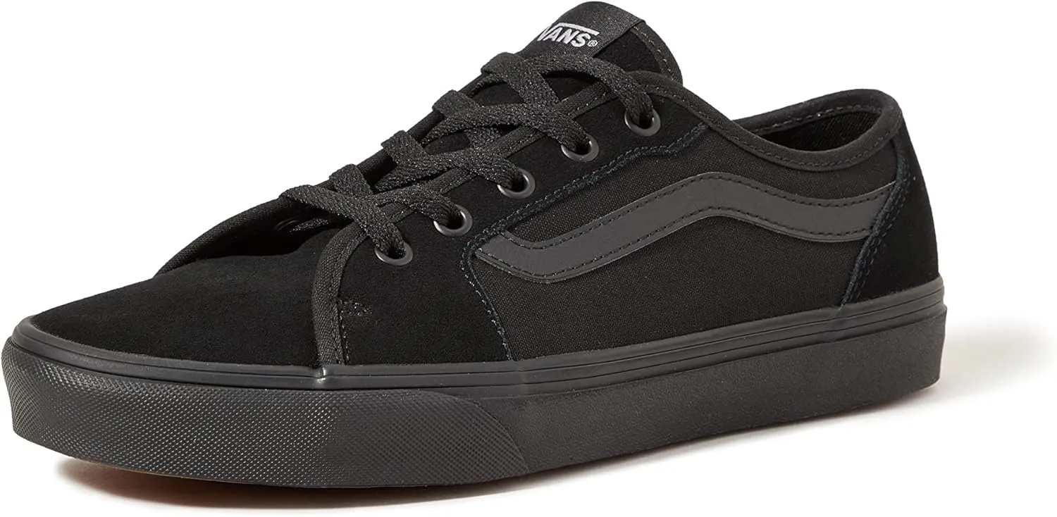 Vans Women's Low-Top Trainer Sneaker, Suede Canvas Black Black, 6.5