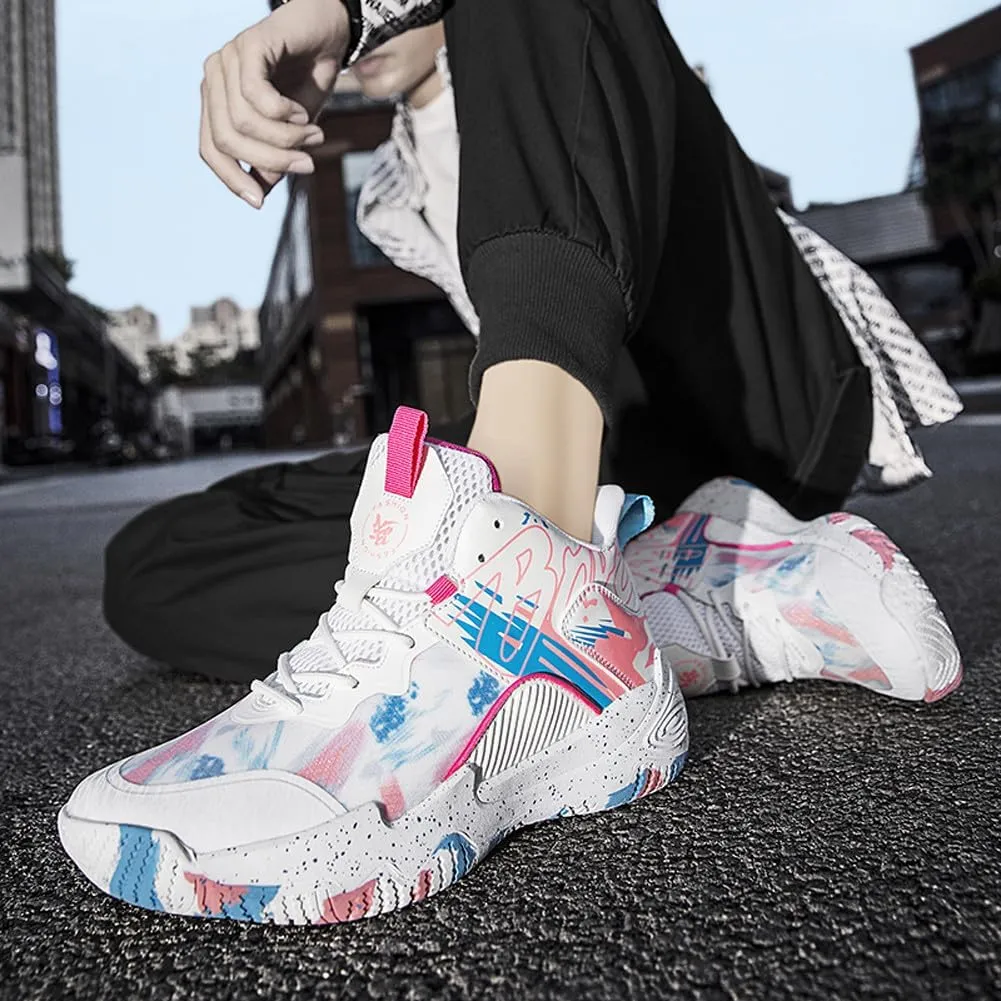 VAXAV Unisex Women's Men's Fashion High Top Basketball Shoes Non Slip Outdoor Tennis Sneakers