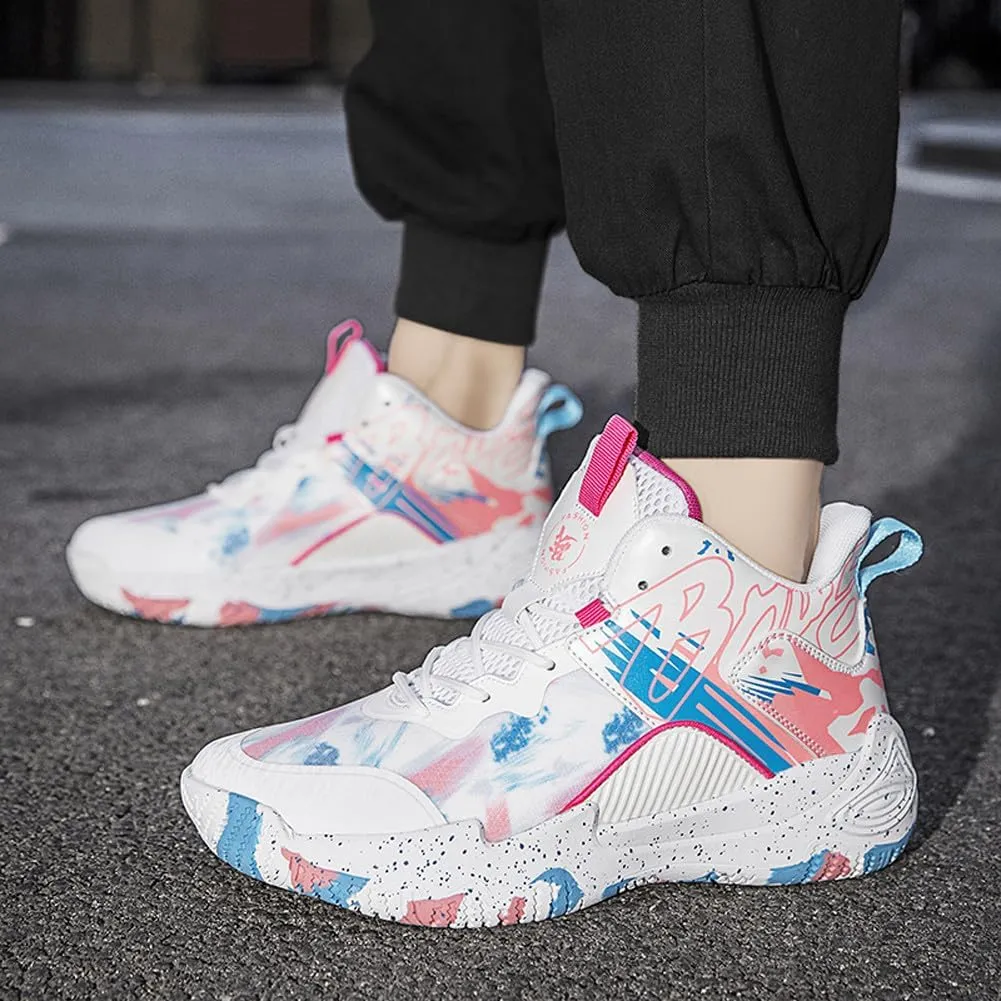 VAXAV Unisex Women's Men's Fashion High Top Basketball Shoes Non Slip Outdoor Tennis Sneakers