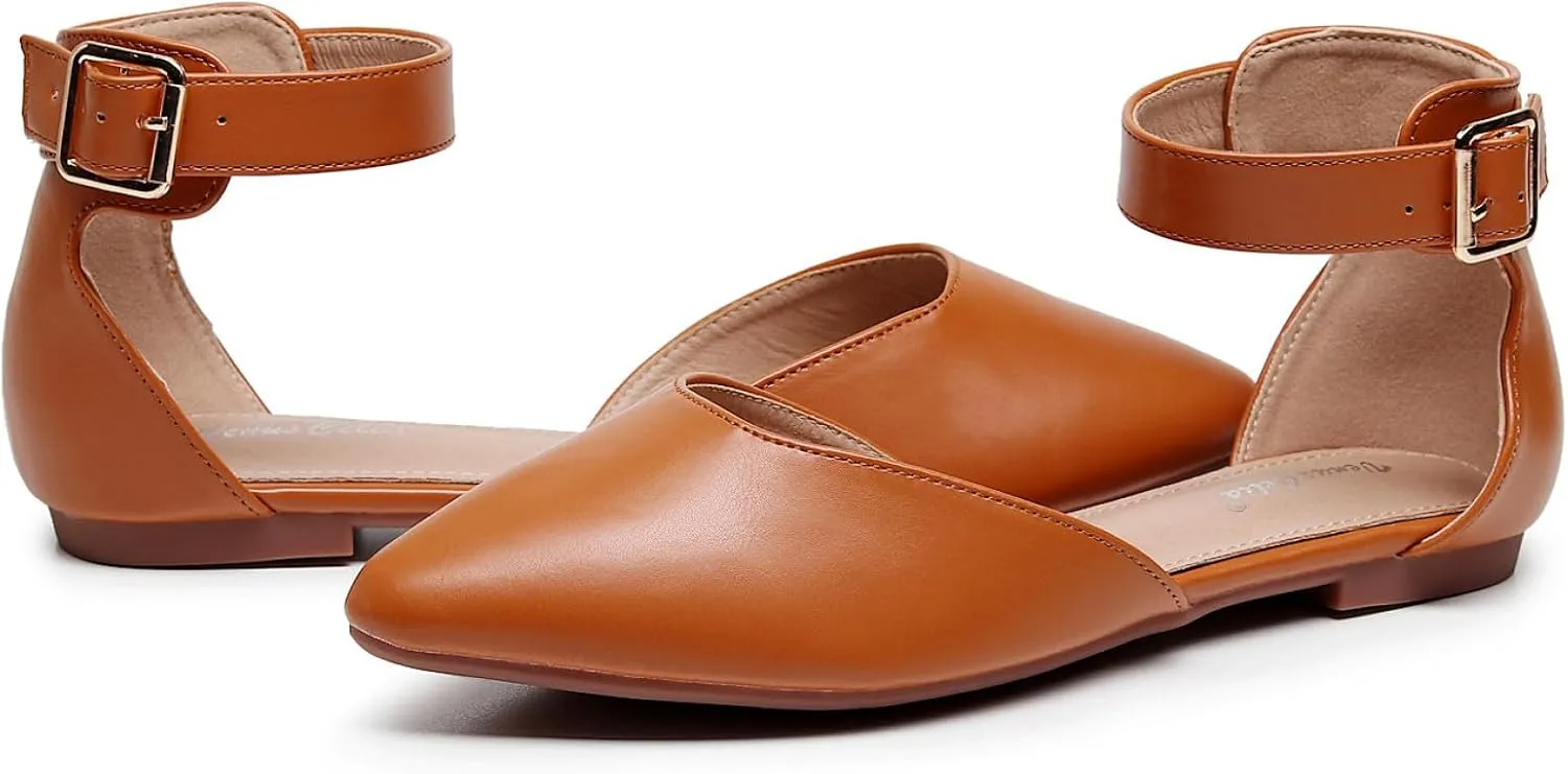VenusCelia Women's D'Orsay Strap Flat Shoe
