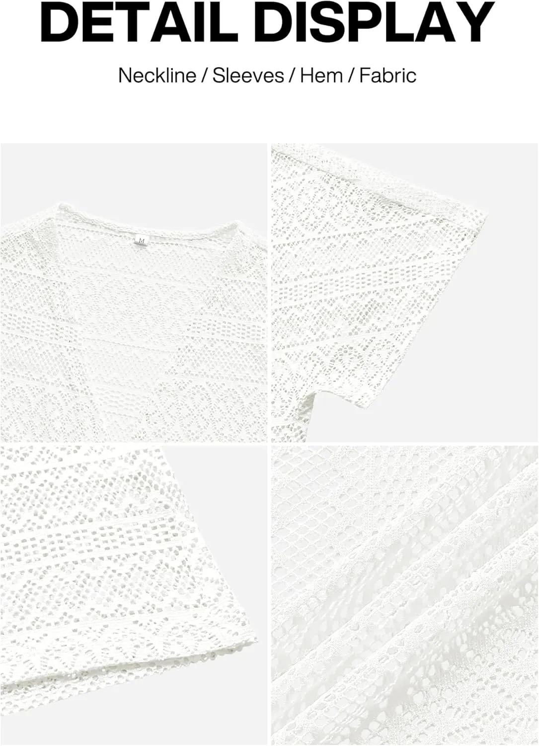 VIISHOW Women's Crochet Kimono Summer Lightweight Cardigan Open Front Hollow Out Beach Cover-Up