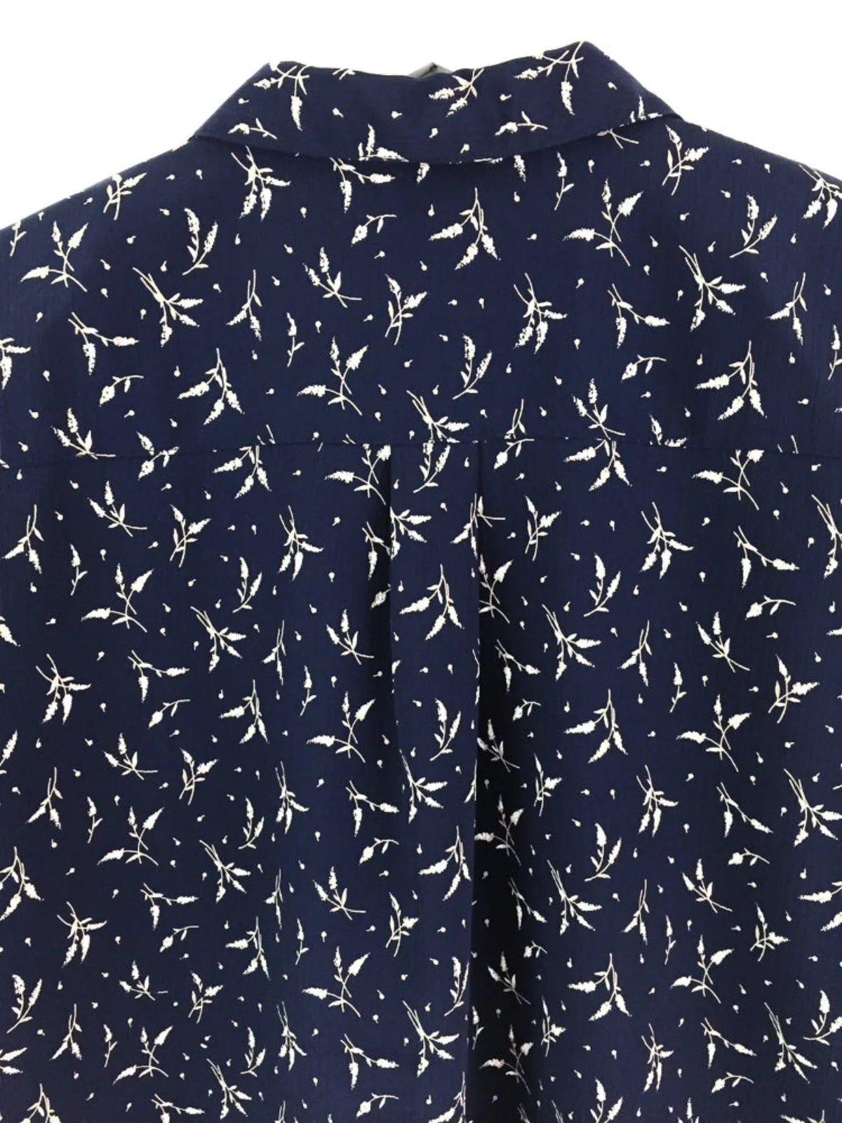 Vintage 90's ladies lightweight short sleeve navy printed button down shirt