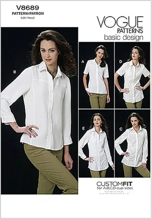 VOGUE PATTERNS V8689 Misses' Shirt, Size E5 (14-16-18-20-22)