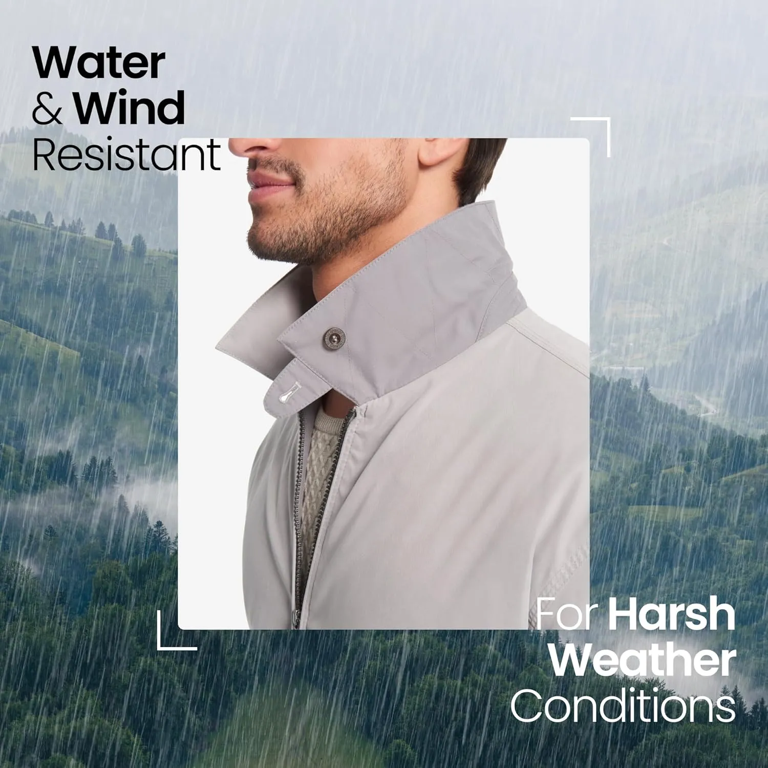 Weatherproof Men's Golf Jacket - Lightweight Windbreaker, Water-Resistant Microfiber Shell, Perfect for Golf & Casual Wear