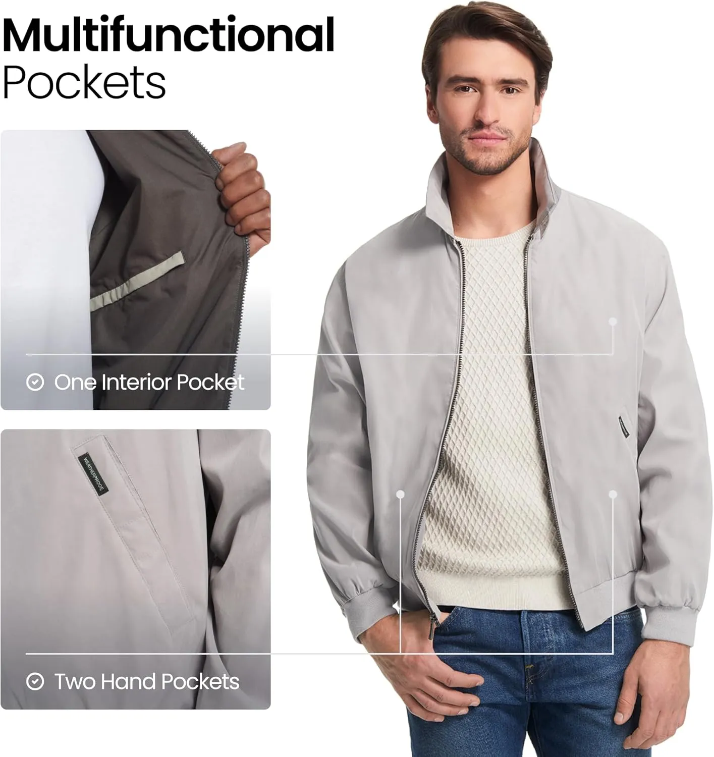Weatherproof Men's Golf Jacket - Lightweight Windbreaker, Water-Resistant Microfiber Shell, Perfect for Golf & Casual Wear