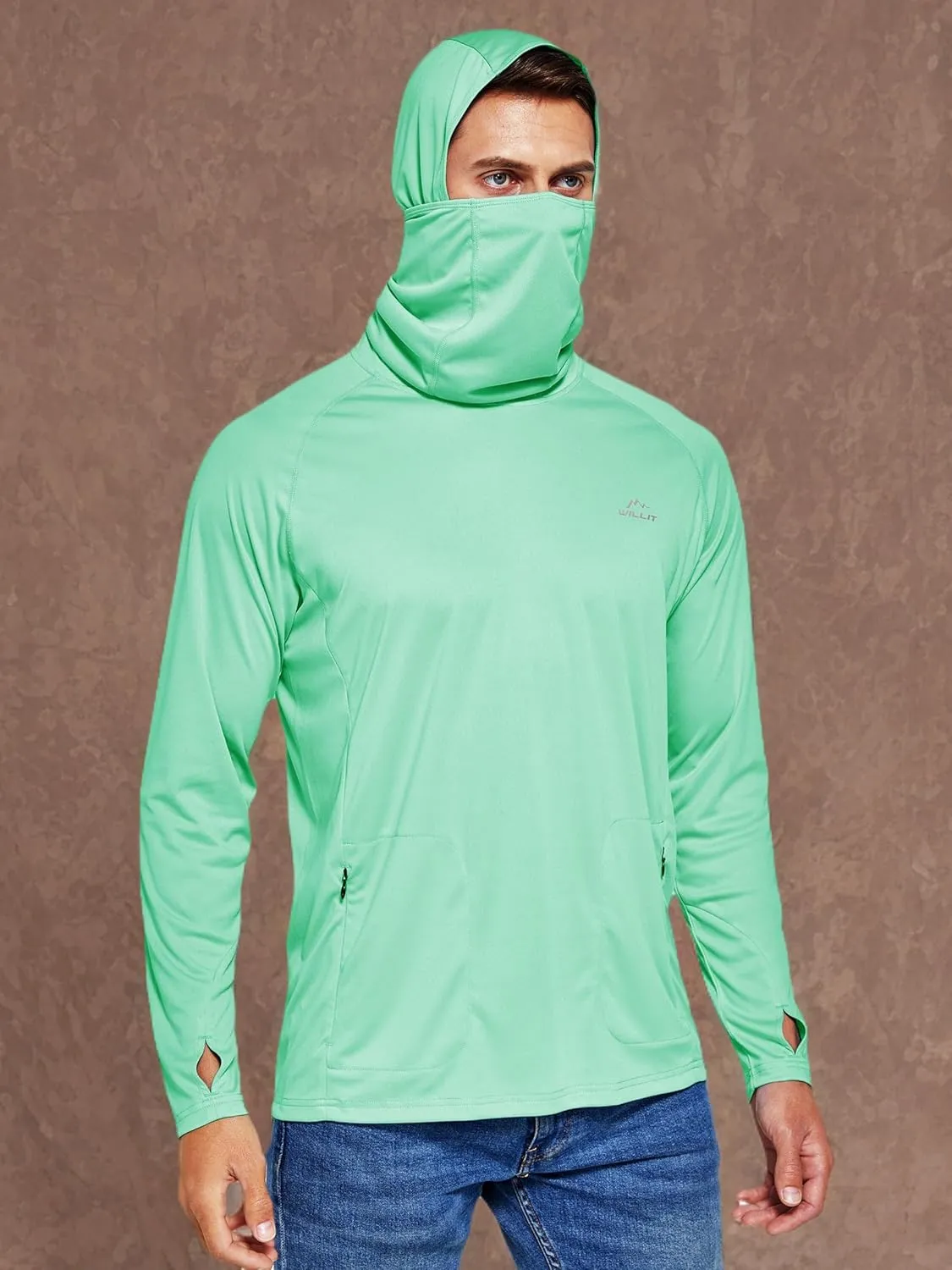 Willit Men's Sun Protection Hoodie UPF 50  Fishing Hiking Shirt Long Sleeve SPF UV Shirt Rash Guard Lightweight