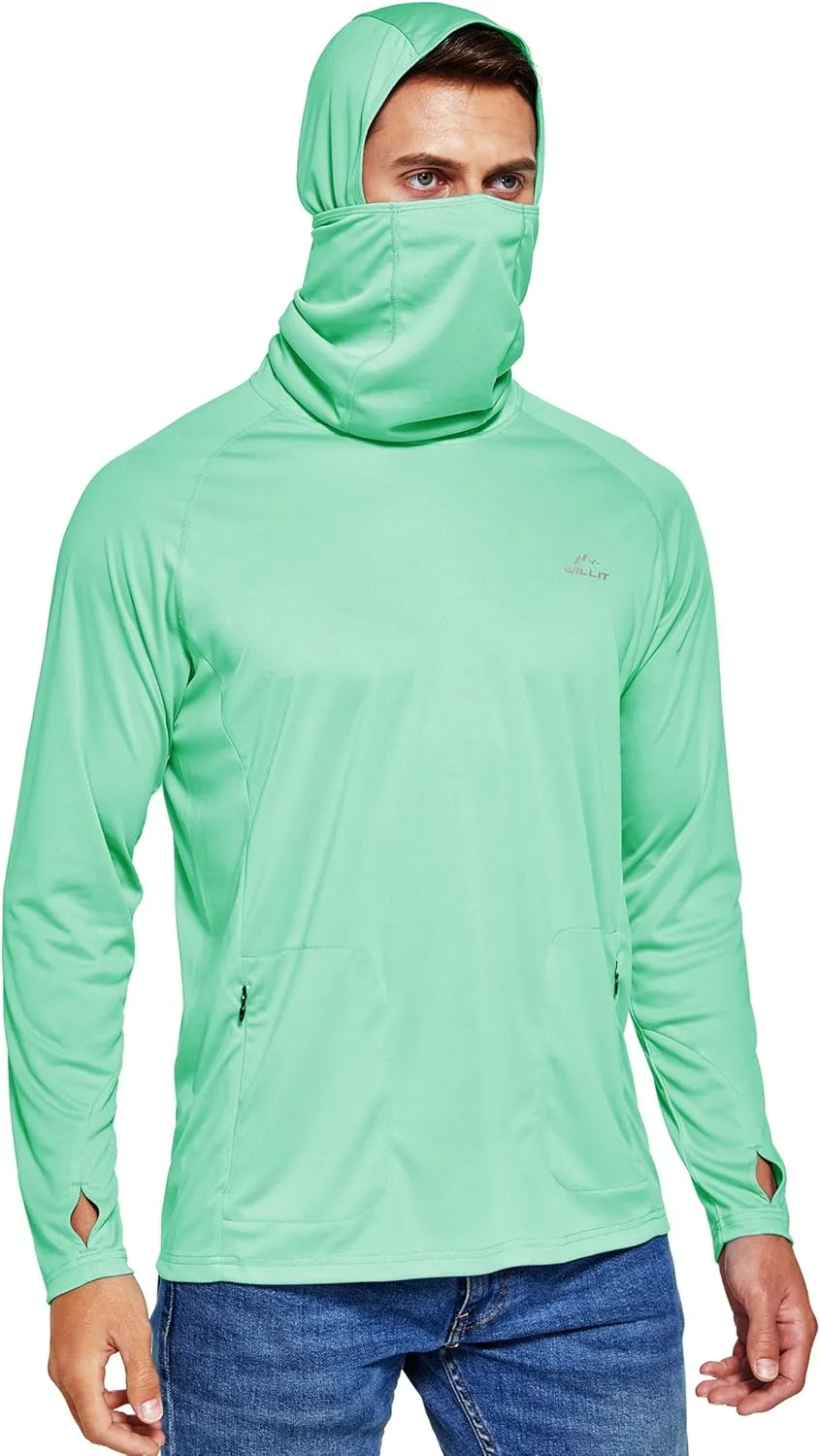 Willit Men's Sun Protection Hoodie UPF 50  Fishing Hiking Shirt Long Sleeve SPF UV Shirt Rash Guard Lightweight