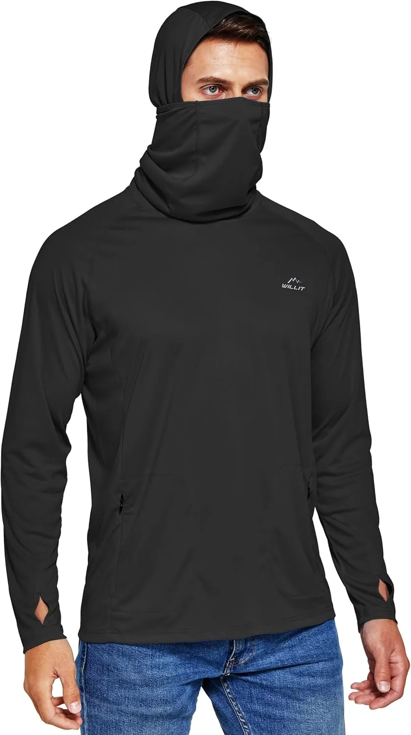 Willit Men's Sun Protection Hoodie UPF 50  Fishing Hiking Shirt Long Sleeve SPF UV Shirt Rash Guard Lightweight