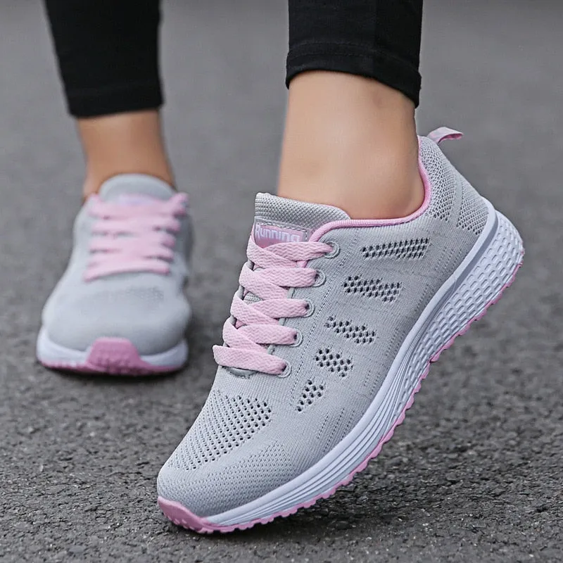 Women Fashion Breathable Walking Mesh Flat Shoes