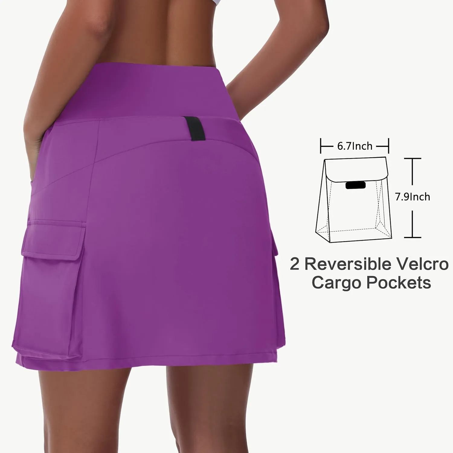 Women's 16" 20" Hiking Cargo Skort Skirt - High Waisted Golf Dressy Casual Workout Sport Skirt with Liner Quick Dry