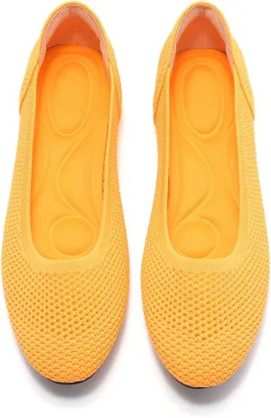 Women’s Ballet Flat Shoes Knit Dress Round Toe Slip On Breathable Classic Hollowed Out Walking Comfortable Casual Soft Shoes