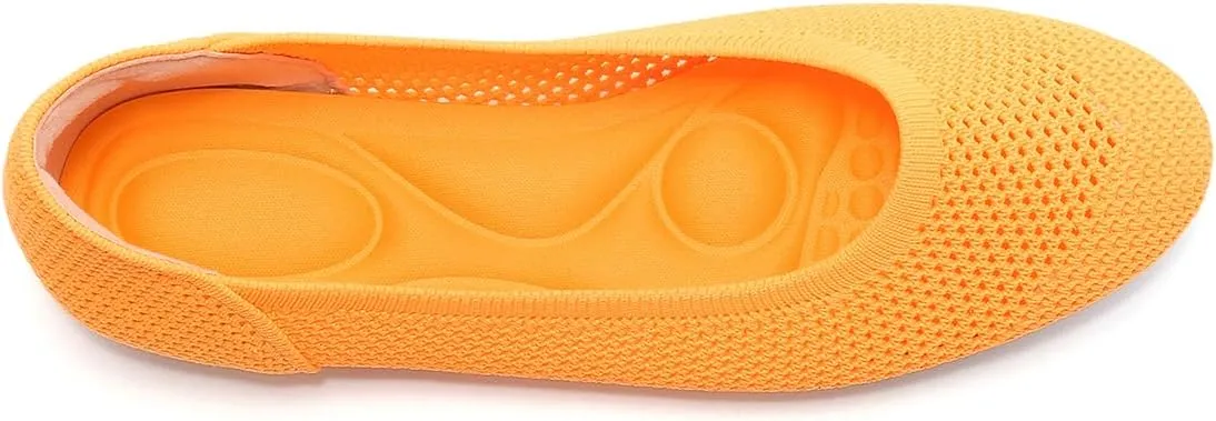 Women’s Ballet Flat Shoes Knit Dress Round Toe Slip On Breathable Classic Hollowed Out Walking Comfortable Casual Soft Shoes