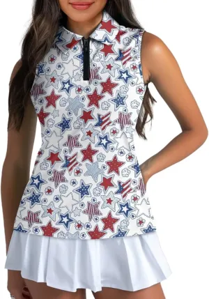 Women's Golf Shirt Short Sleeve Tennis Shirt Quarter Zip Golf Pullover Golf Polo Shirts Argyle Summer Dry Fit Tops UPF50 