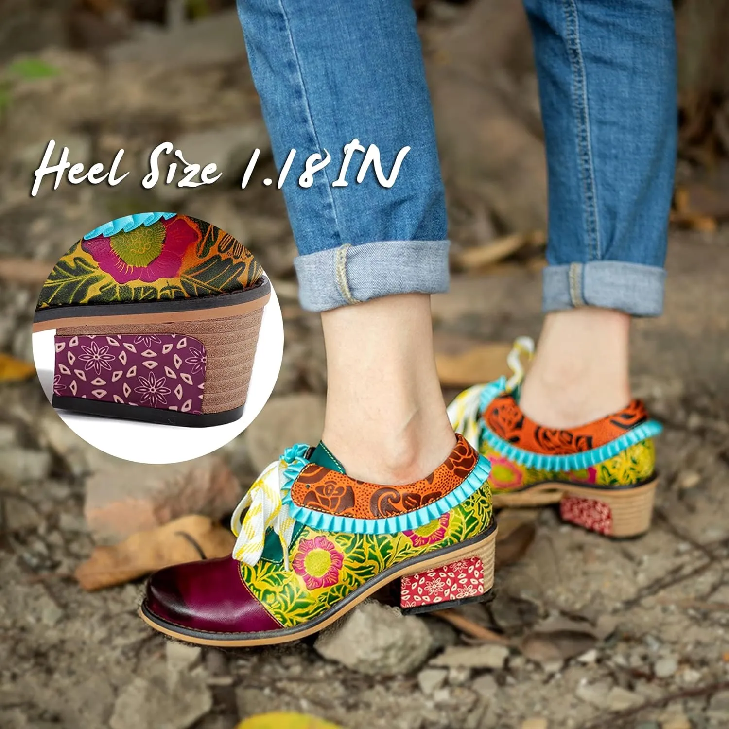 Women's Handmade Lambskin Oxford Loafers Shoes with Retro Ethnic Printed Style, Brock Design for Casual and Fashion Collegiate Style
