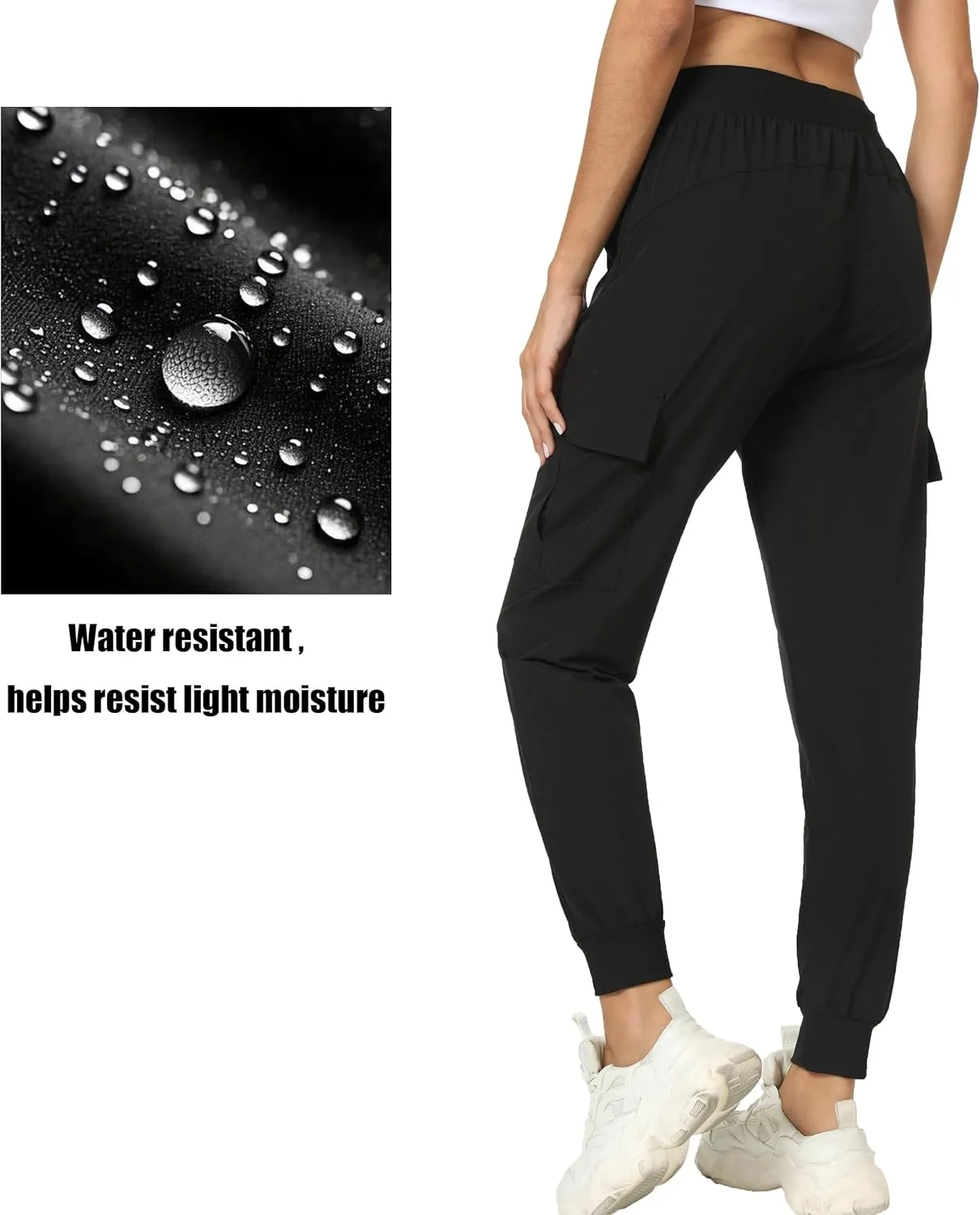 Women's Joggers with Pockets Lightweight - Water Resistant Cargo Athletic Pants for Hiking Running Camping Travel