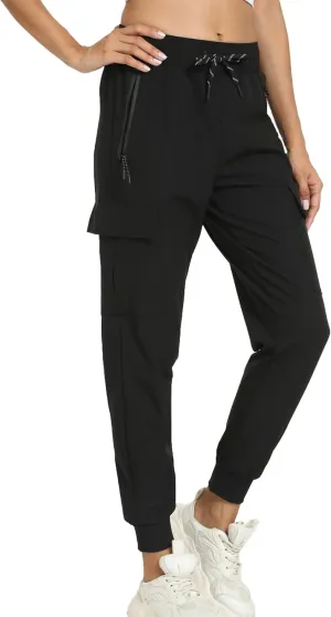 Women's Joggers with Pockets Lightweight - Water Resistant Cargo Athletic Pants for Hiking Running Camping Travel