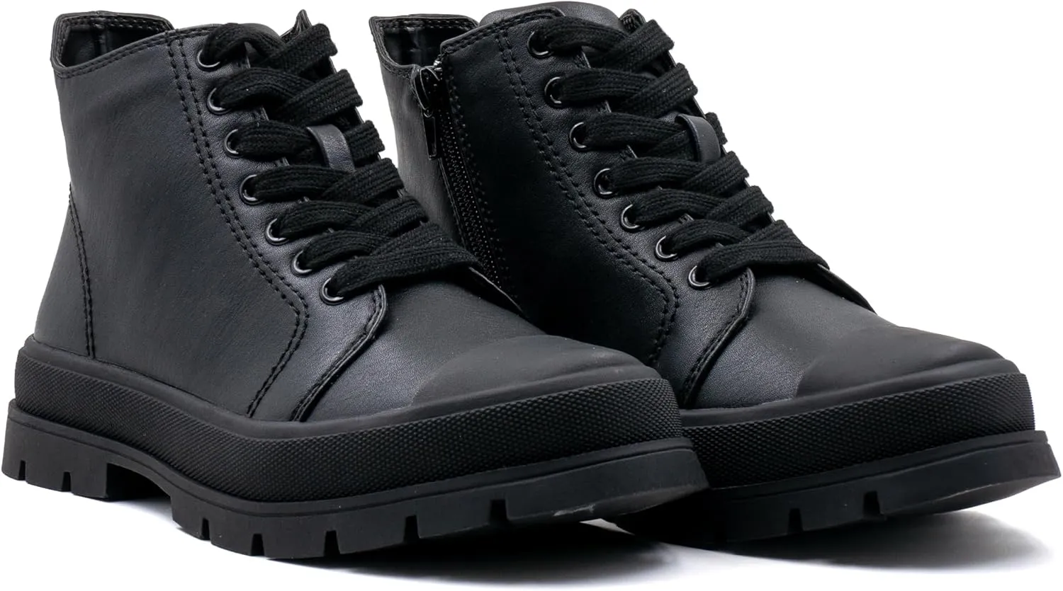 Women's Lace Up High Top Platform Black Canvas Sneaker, Classic Trendy Side Zipper Casual Walking Shoes