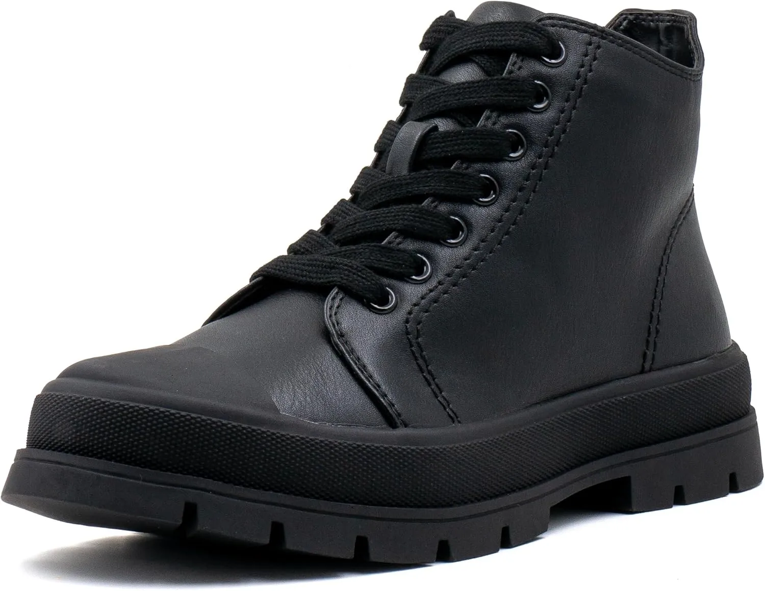 Women's Lace Up High Top Platform Black Canvas Sneaker, Classic Trendy Side Zipper Casual Walking Shoes