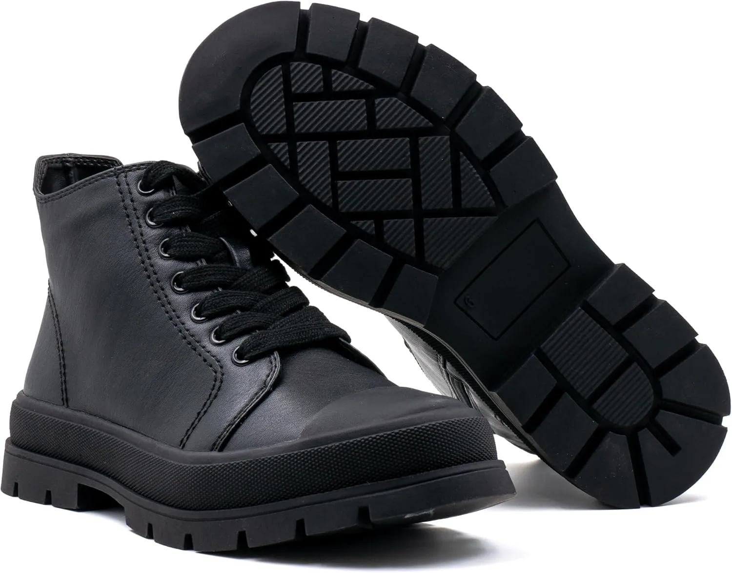 Women's Lace Up High Top Platform Black Canvas Sneaker, Classic Trendy Side Zipper Casual Walking Shoes