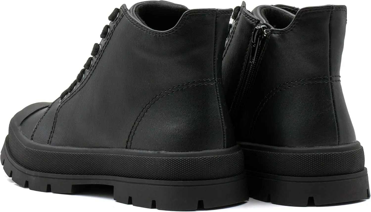 Women's Lace Up High Top Platform Black Canvas Sneaker, Classic Trendy Side Zipper Casual Walking Shoes