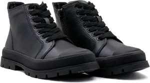 Women's Lace Up High Top Platform Black Canvas Sneaker, Classic Trendy Side Zipper Casual Walking Shoes