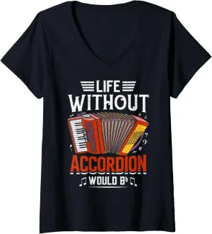 Womens Life Without Accordion Would Bb Flat V-Neck T-Shirt