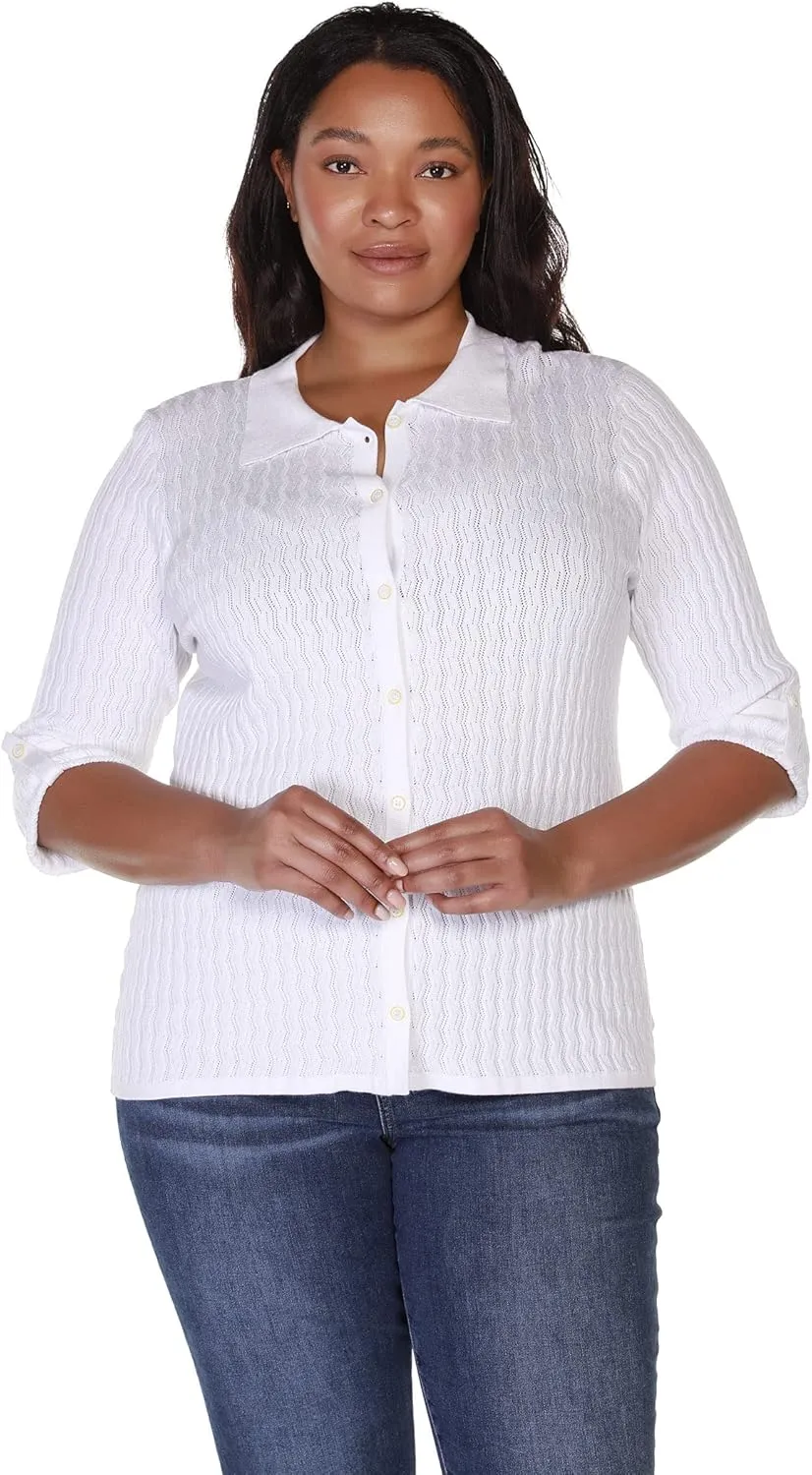 Womens Plus Size Lightweight Button Down Tops Fashion Cardigans for Women
