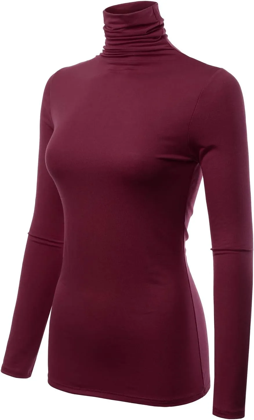 Womens Premium Long Sleeve Turtleneck Lightweight Pullover Top Sweater (S-3X, Made in USA)