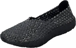 Women's Sidewalk Slip on Flat Elastic Woven Walking Shoes Lightweight Breathable Mesh Walking Sneakers Running Shoes