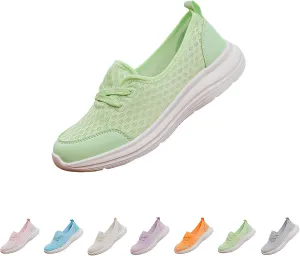 Women's Soft Sole Mesh Comfort Orthopedic Shoes,Breathable Slip-On Flat Walking Shoes,Non-Slip Low Top Casual Shoe
