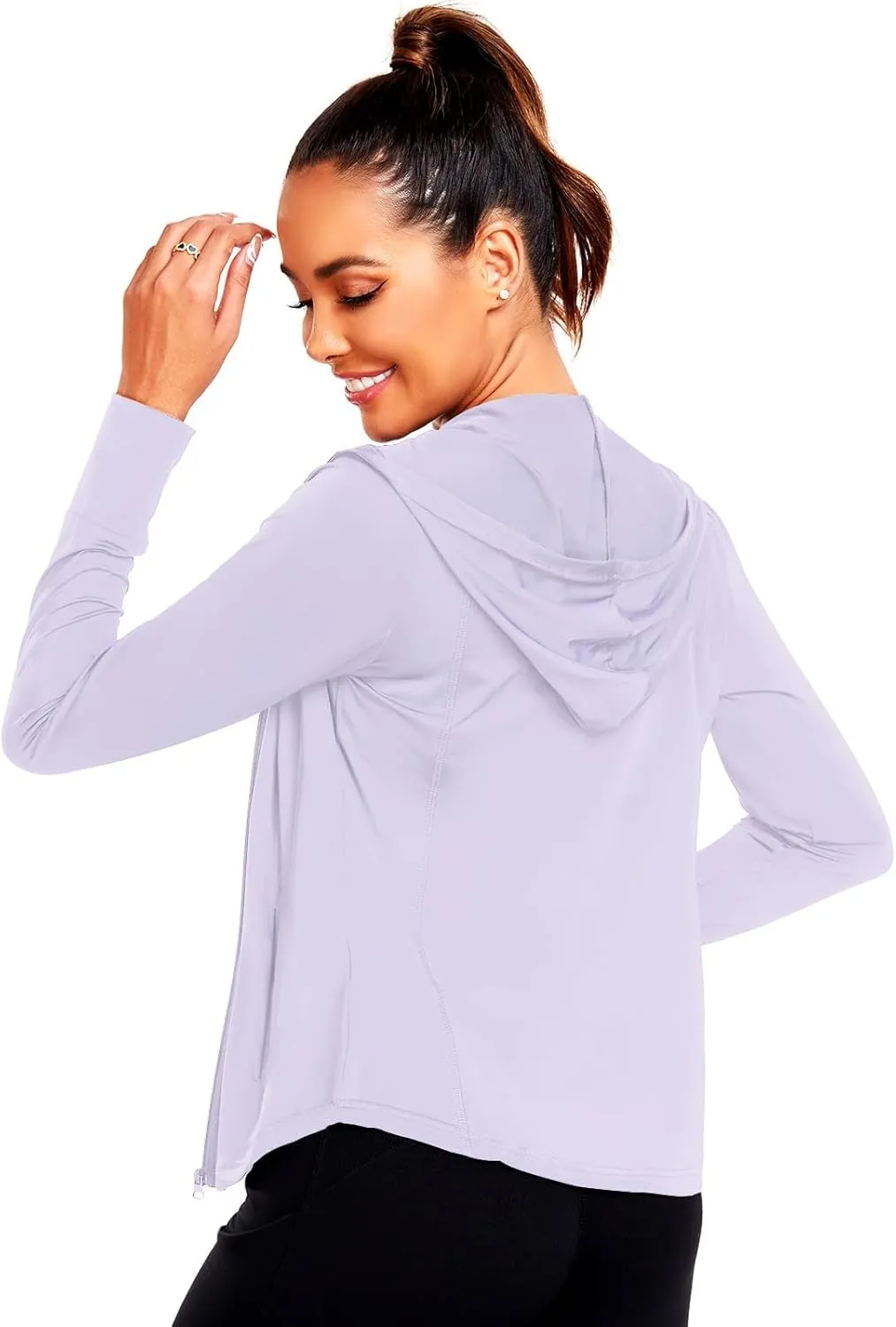 Womens Sun Protection Hooded Jackets Lightweight Quick Dry UPF 50  Long Sleeve Sun Shirts Hiking Running Athletic Tops