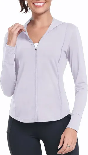 Womens Sun Protection Hooded Jackets Lightweight Quick Dry UPF 50  Long Sleeve Sun Shirts Hiking Running Athletic Tops